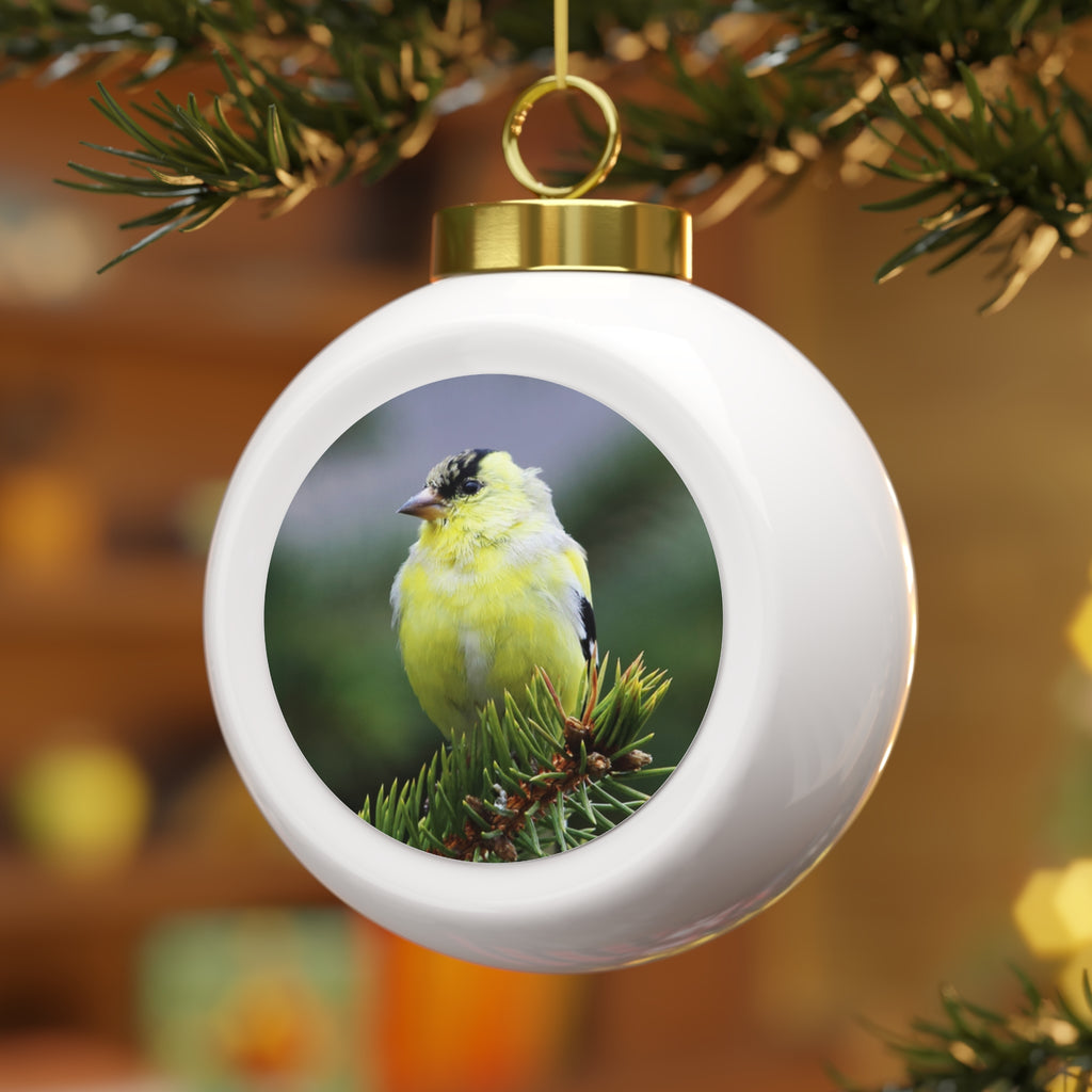 Gold Finch - Christmas Ball Ornament