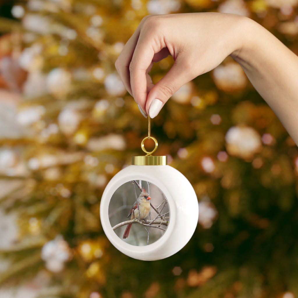 Northern Cardinal Female - Christmas Ball Ornament