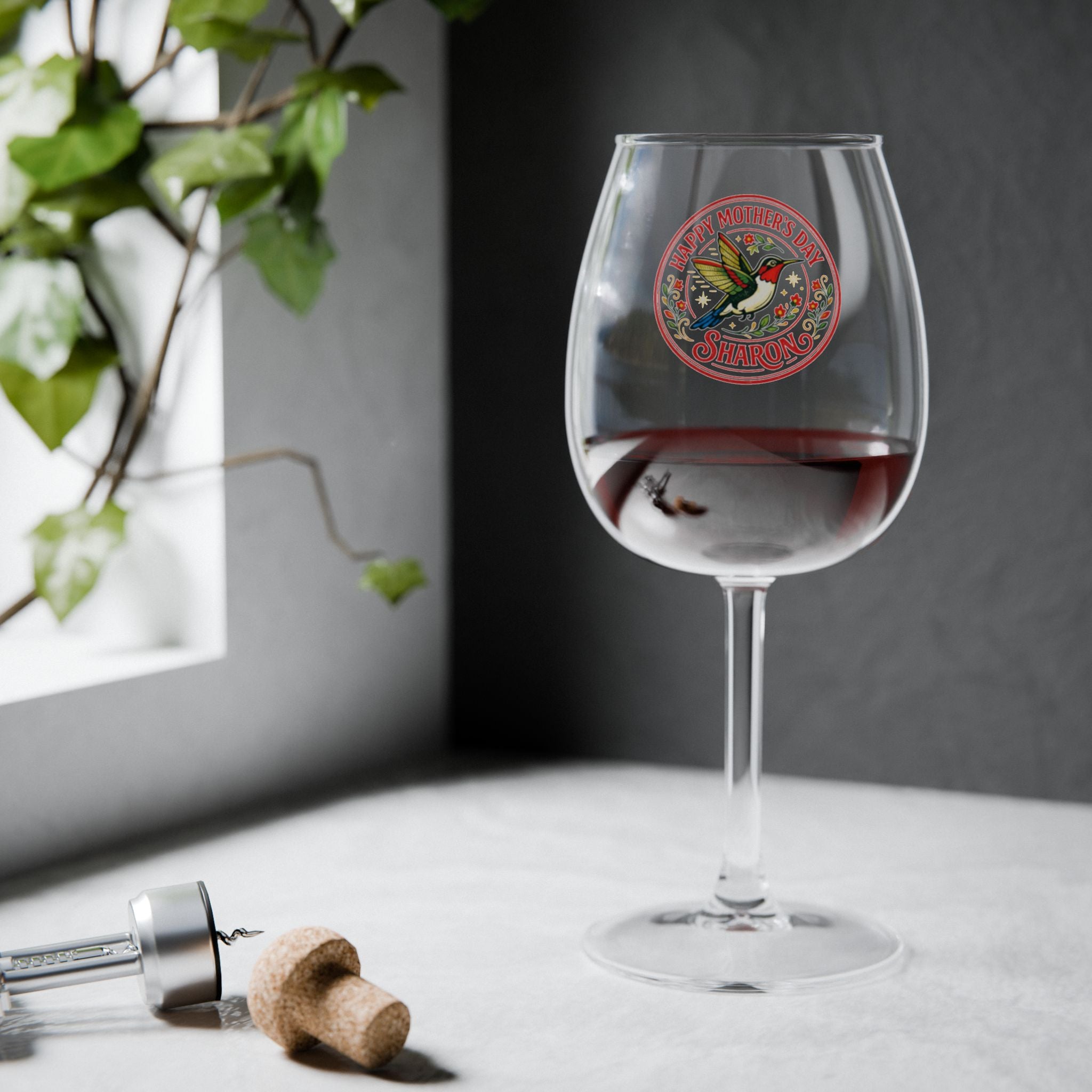 Custom Hummingbird - Wine Glass, 12oz