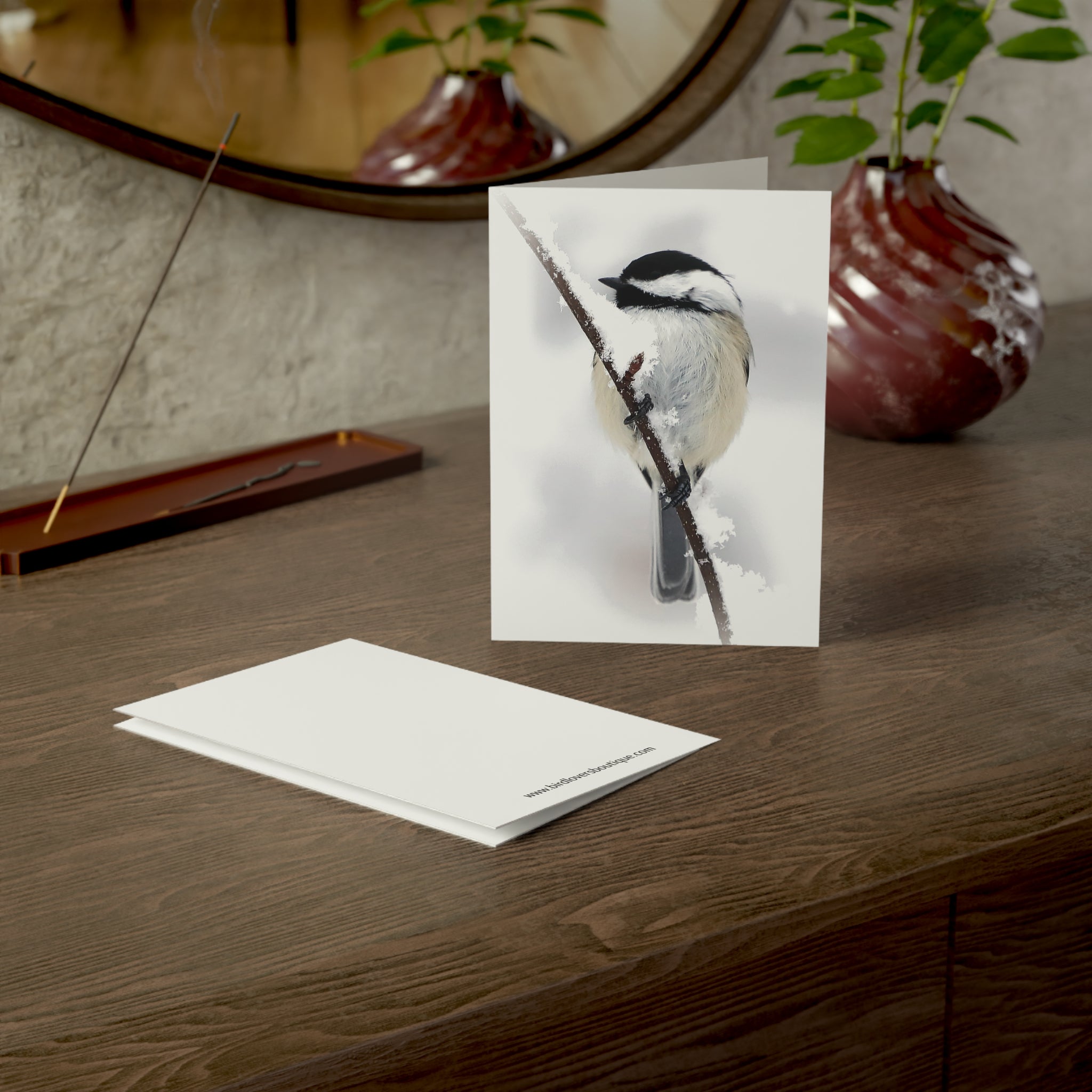 black-capped chickadee greeting card
