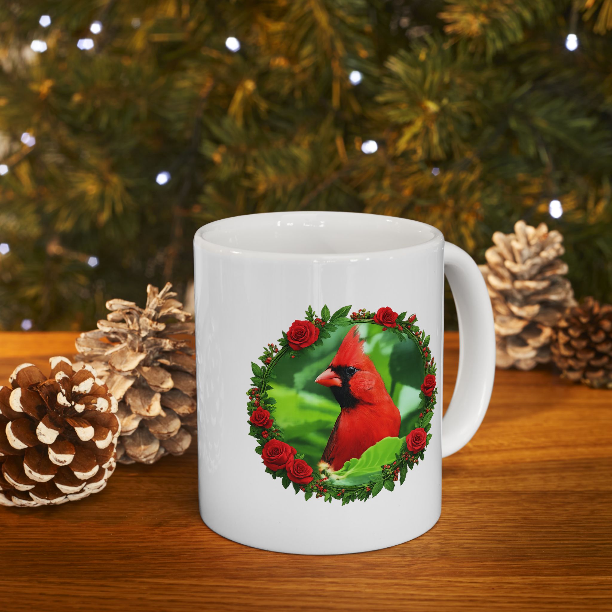 Cardinal with Wreath - 11oz Mug
