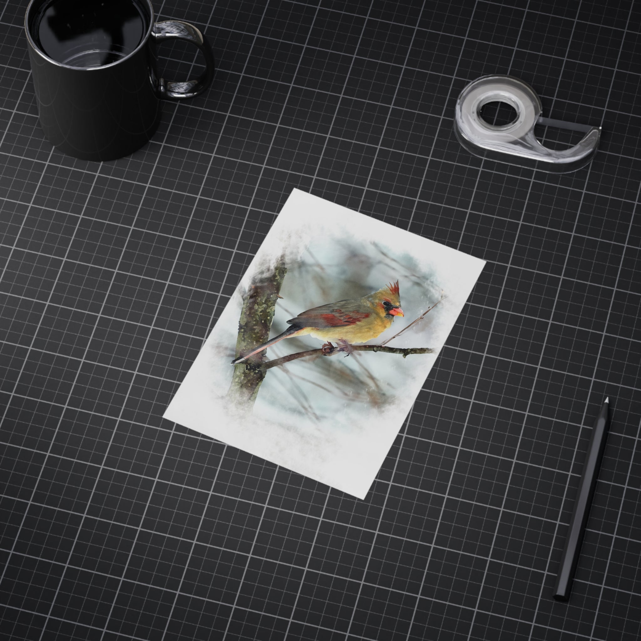 Norther Cardinal Female Painterly - 5x7 Prints