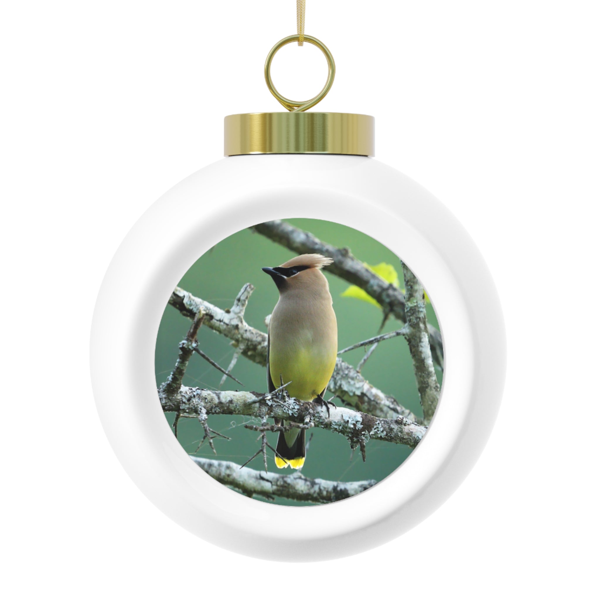 Cedar Waxwing - Christmas Ball Ornament
