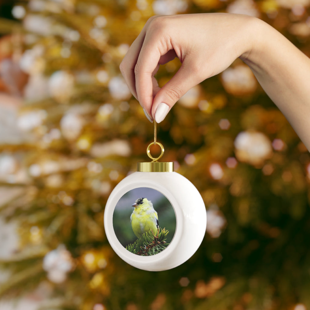 Gold Finch - Christmas Ball Ornament