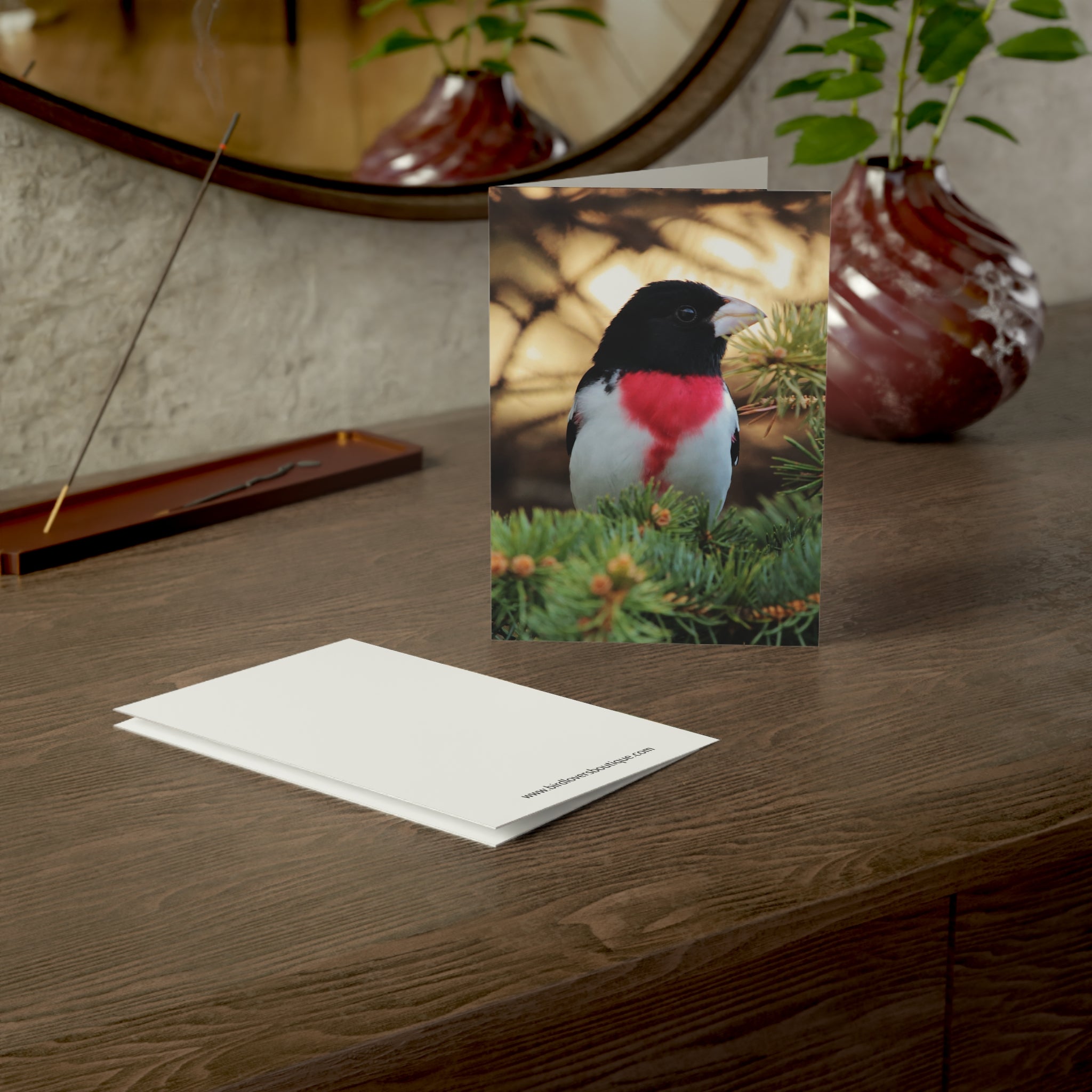 rose-breasted grosbeak greeting card