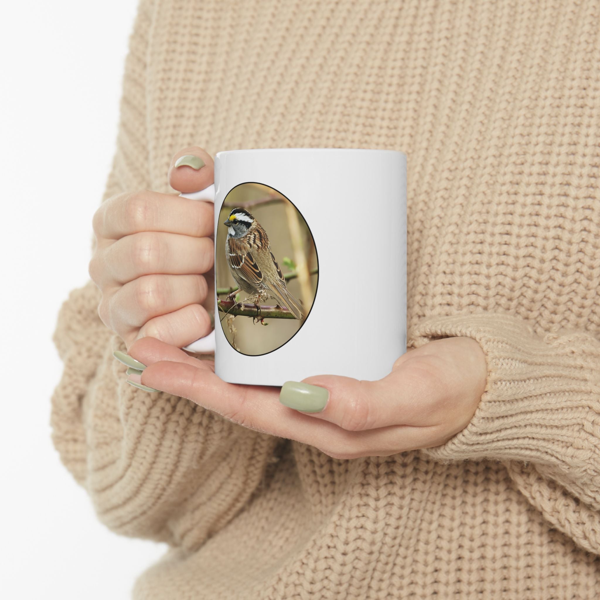 white-throated sparrow coffee mug