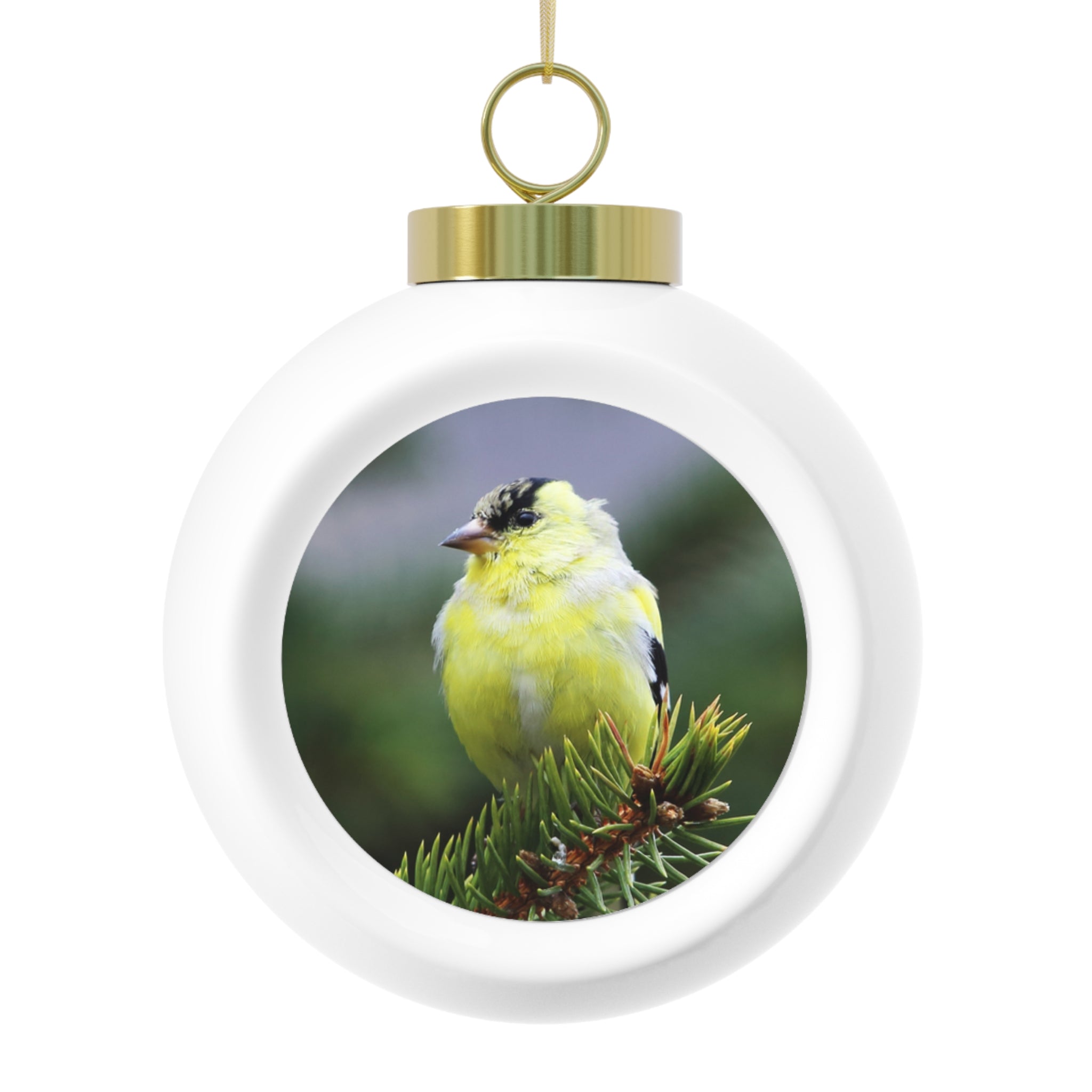 Gold Finch - Christmas Ball Ornament