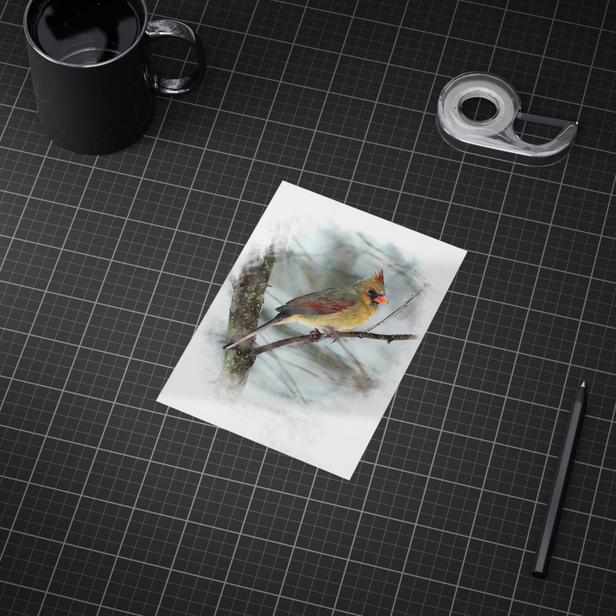 Norther Cardinal Female Painterly - 5x7 Prints