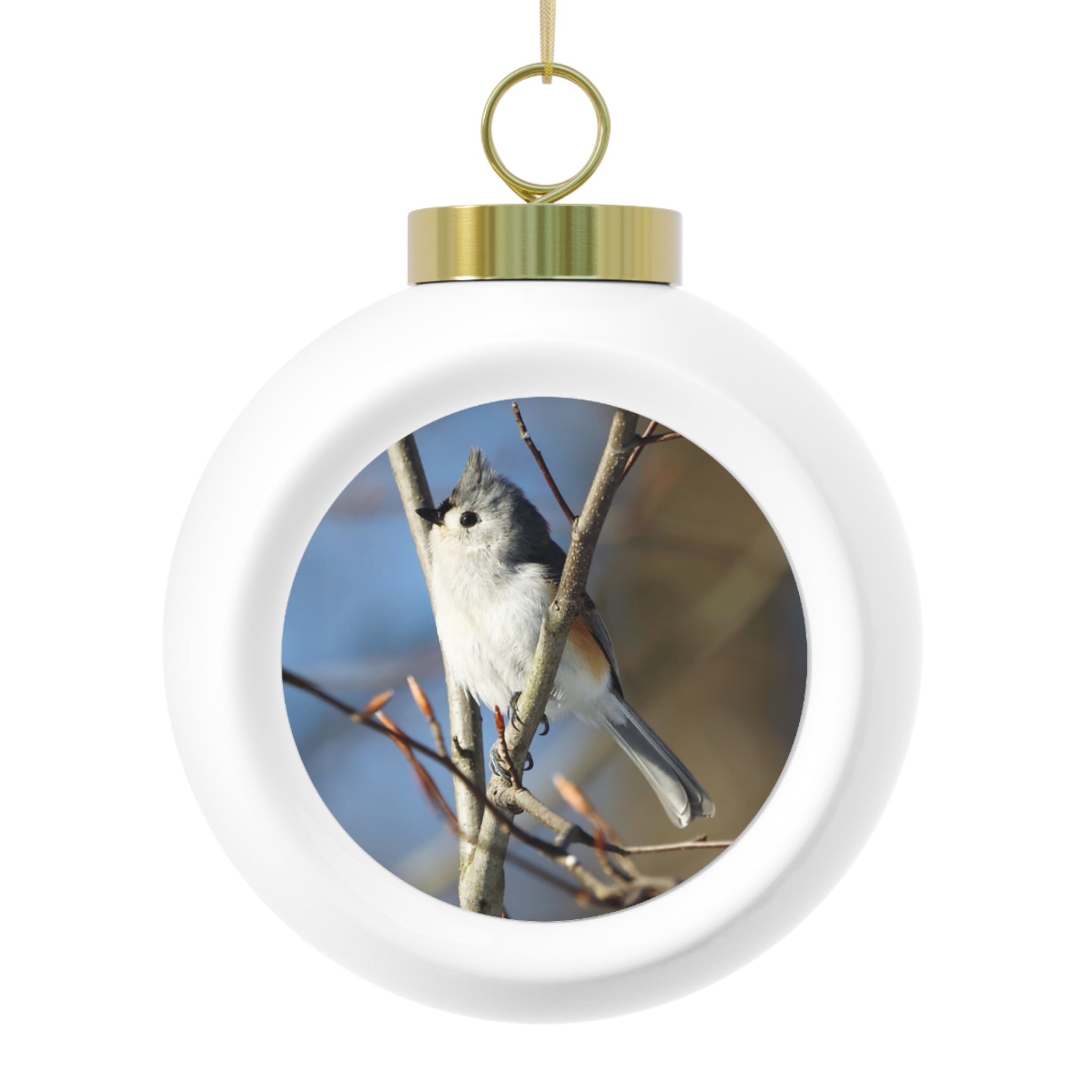 Tufted Titmouse - Christmas Ball Ornament