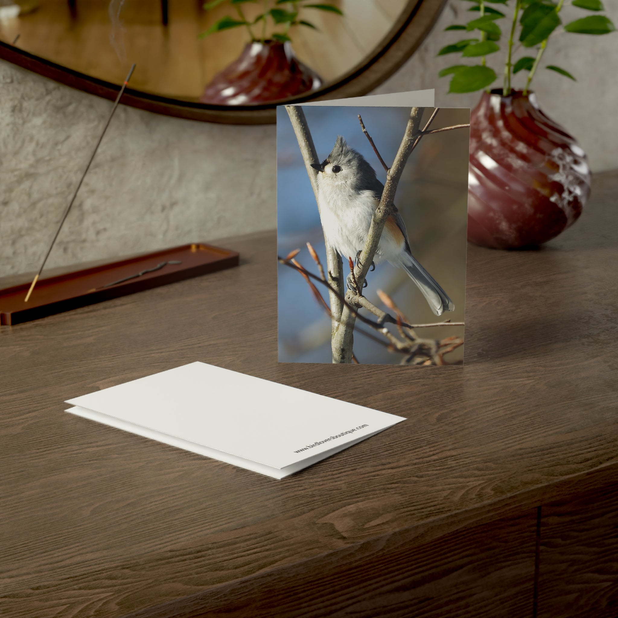 tufted titmouse greeting card