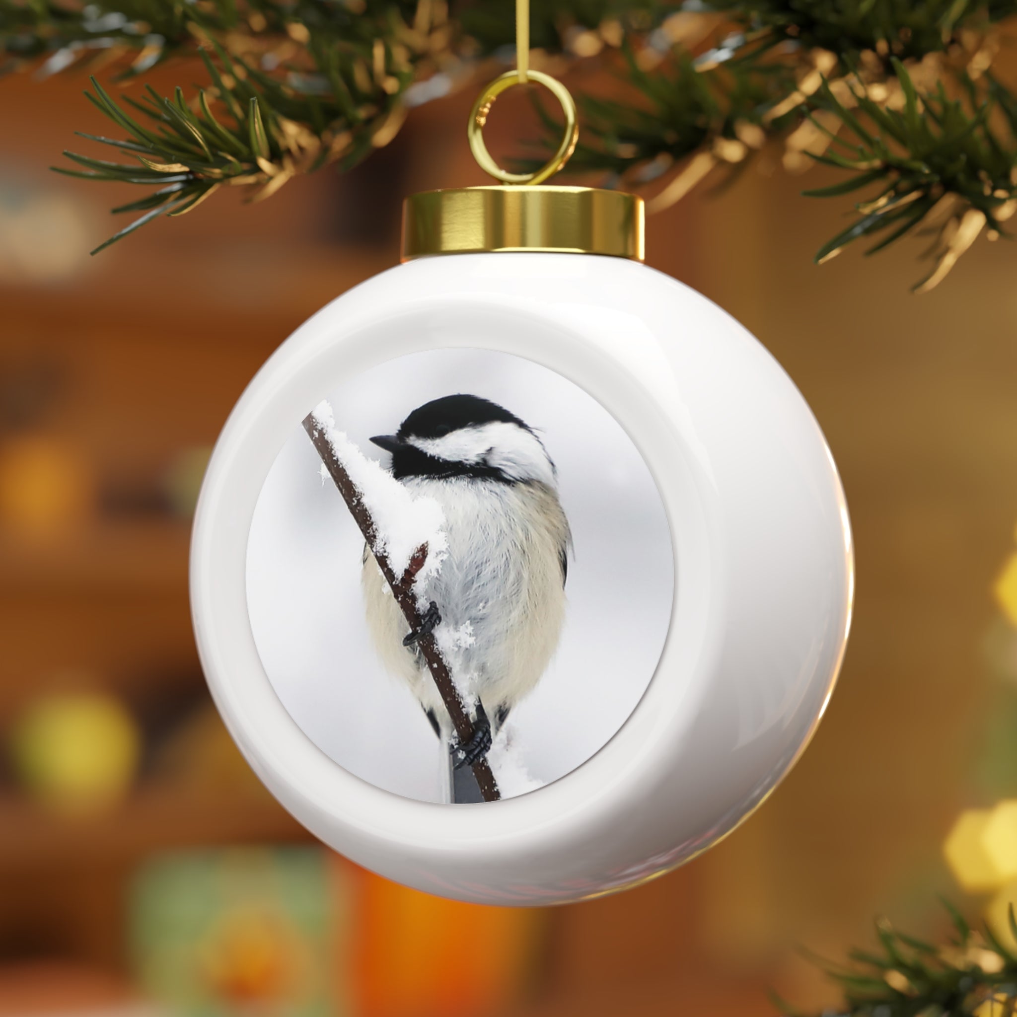 Black-capped Chickadee - Christmas Ball Ornament