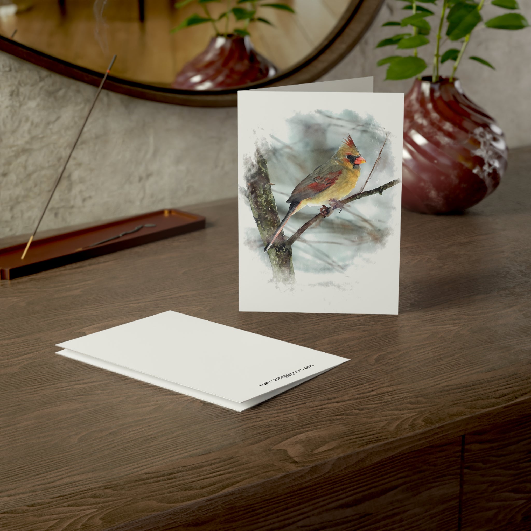 Norther Cardinal Female Painterly - Greeting Cards (1, 10, 30, and 50pcs)