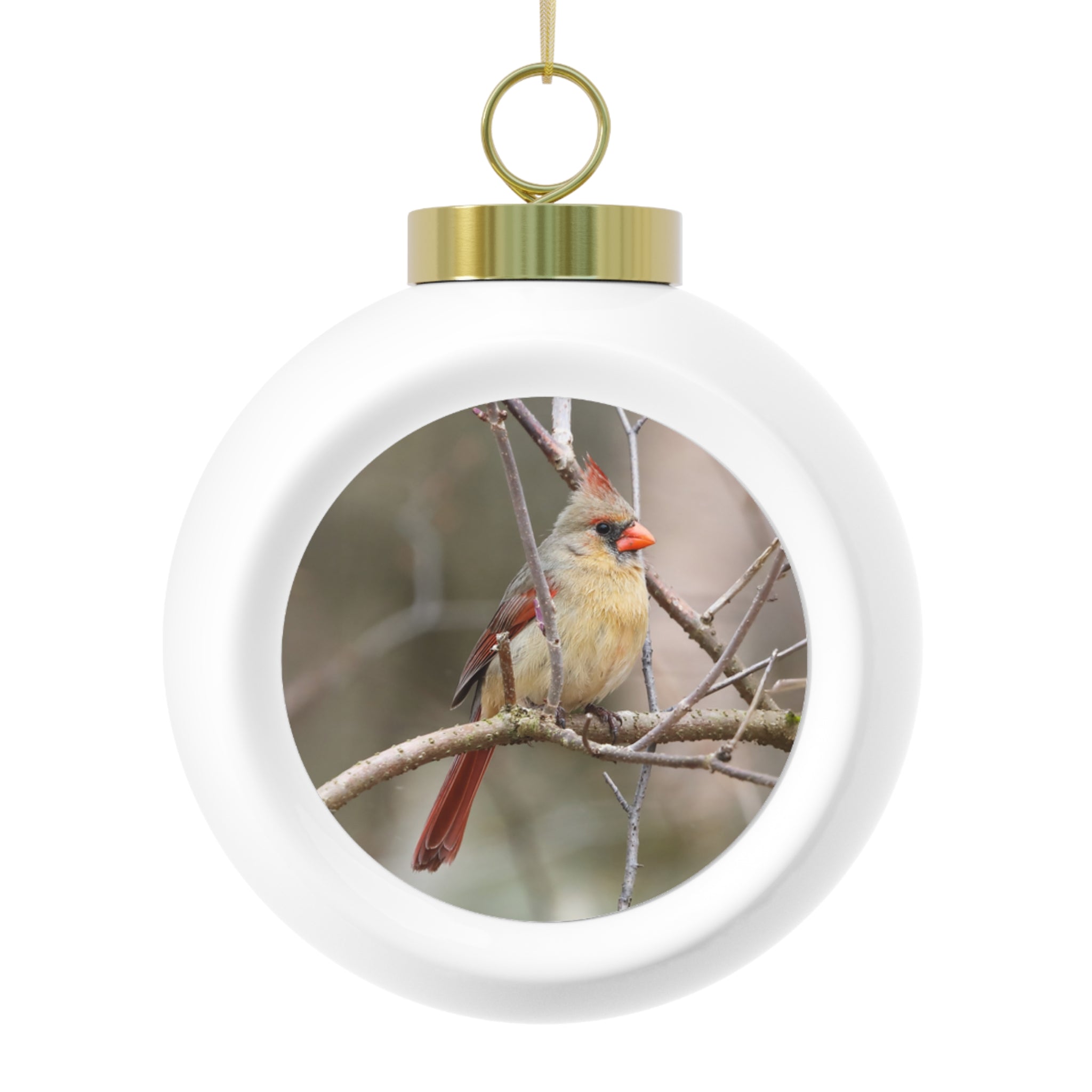 Northern Cardinal Female - Christmas Ball Ornament
