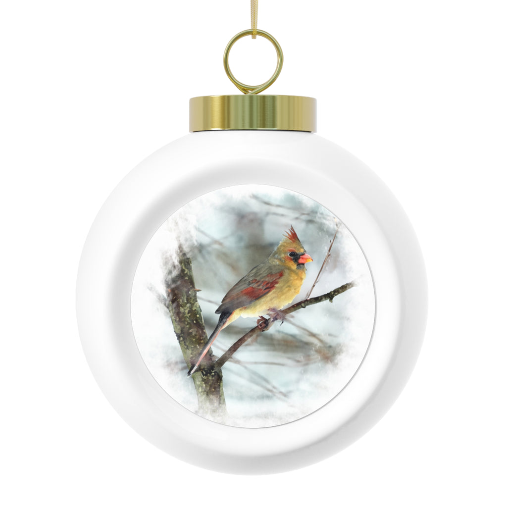 Northern Cardinal Female Painterly - Christmas Ball Ornament