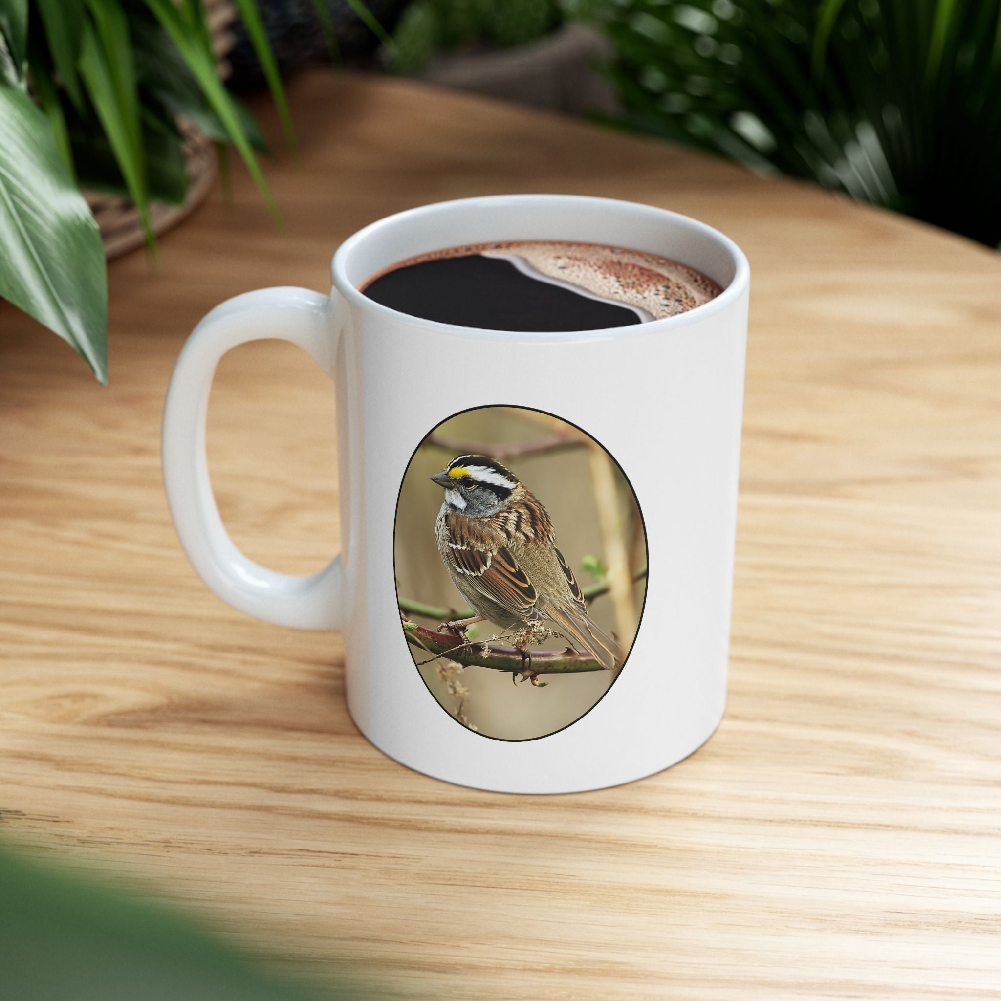 white-throated sparrow coffee mug
